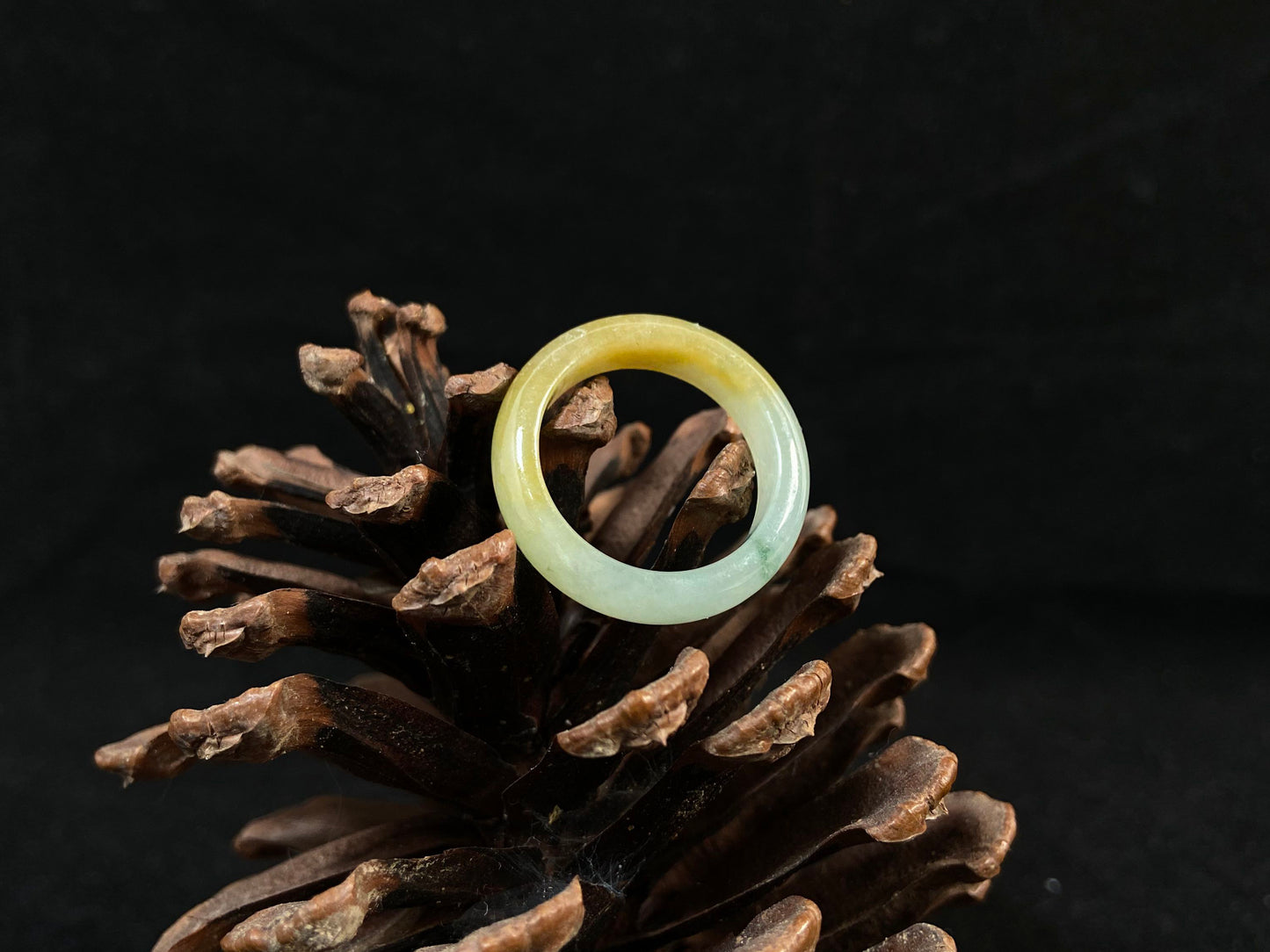 Icy white and gold jade harmoniously blended with green inclusions.